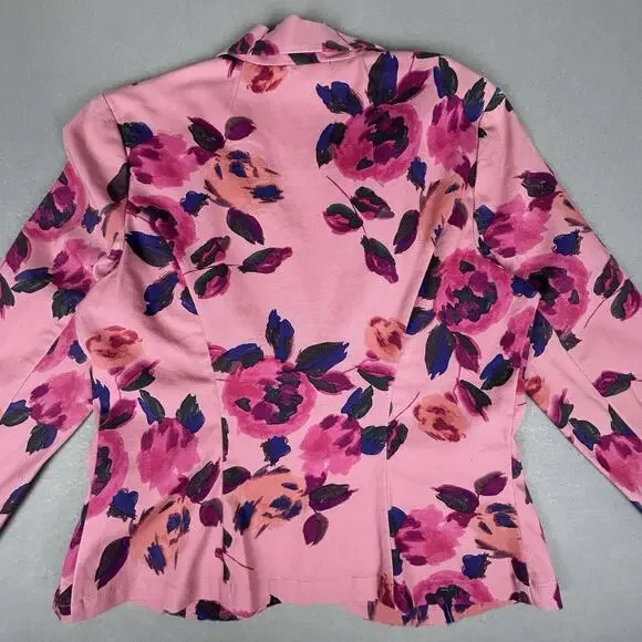 VTG Cabi Pink Floral Two Button Blazer Womens 8 Feminine Cottagecore - Picture 4 of 8